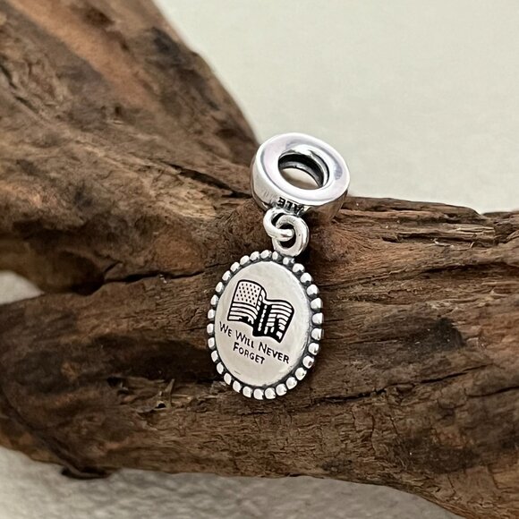 Pandora We Will Never Forget 9/11 Memorial S925 Silver Dangle Charm - Picture 4 of 4